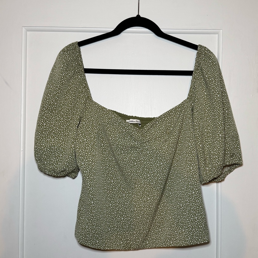 Abercrombie & Fitch Green Puff Sleeve Blouse
